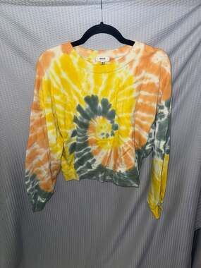AGOLDE Balloon Sleeve Cropped Tie-Dye Sweatshirt Size M